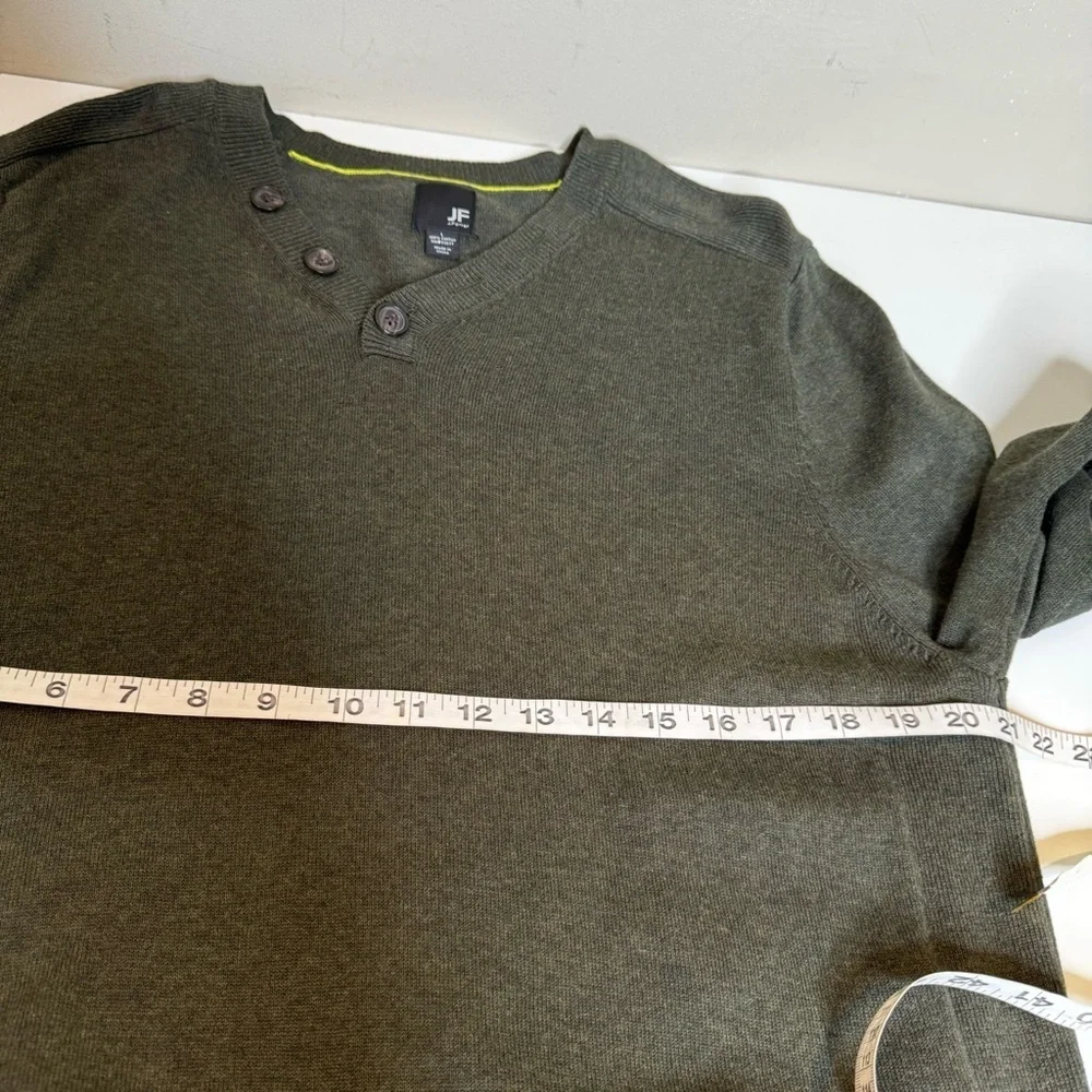 J Ferrar Mens Sweater Long Sleeve Pullover Dark Green